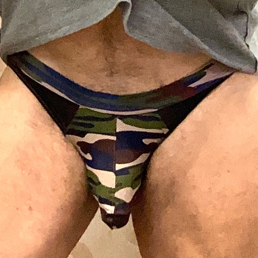 Camouflage brief, green, black and tan,